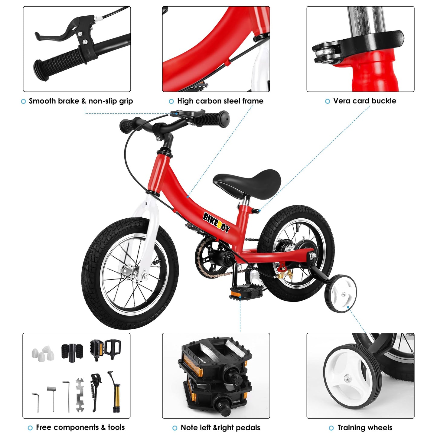 Balance Bike 2 In 1,The Dual Use Of A Kids Balance Bike And Toddler Bike, For 2 3 4 5 6 7 Years Old -12 14 16 Inches With Traini