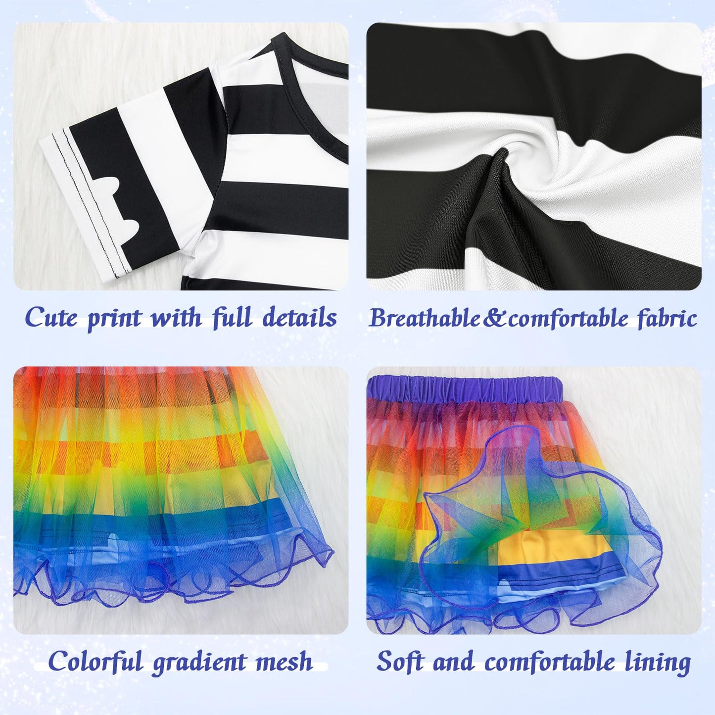 Ccjrlm Rainbow Tutu Dress For Girls, Birthday Girl Outfit Set Costumes With Headband And Bag Christmas Outfits 3-8Y