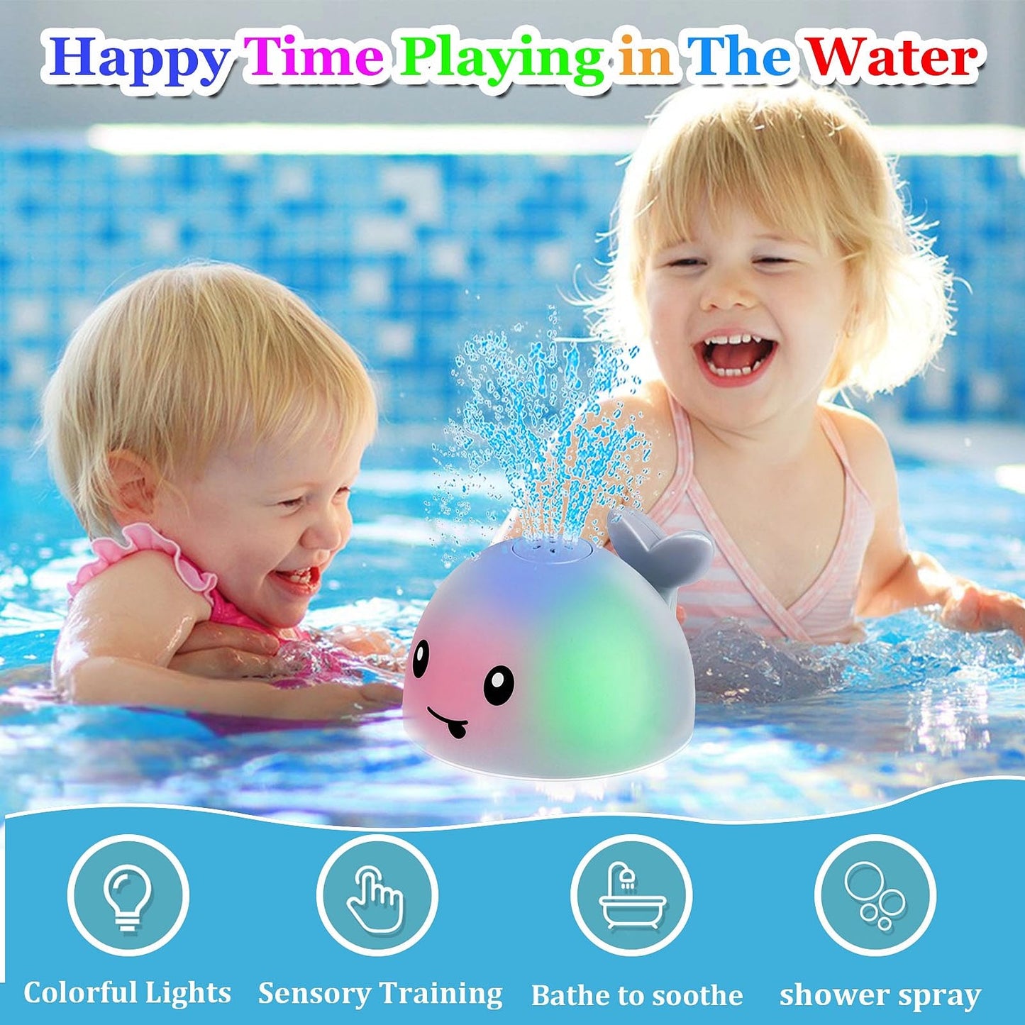Toddla Whale Bath Toy Sprinkler - Bath Toys For Toddlers 1-3 - Light Up Water Whale Bath Toy - Bathtub Toys For Infants 6-12 Mon