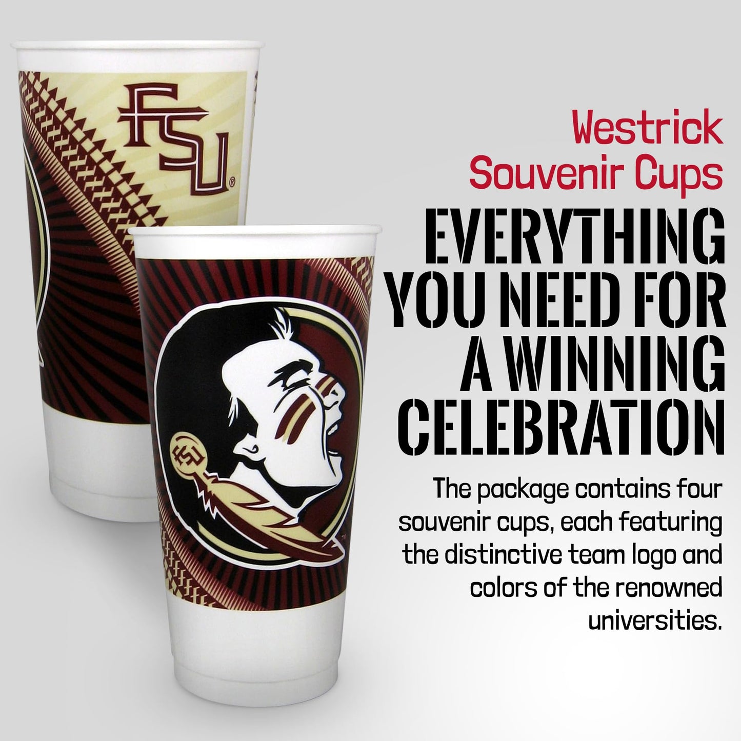 Westrick Arizona State Sun Devils Souvenir Cups 24 oz 4 Pack Team Memorabilia, Collectibles, Great for Parties & Decor, Reusable