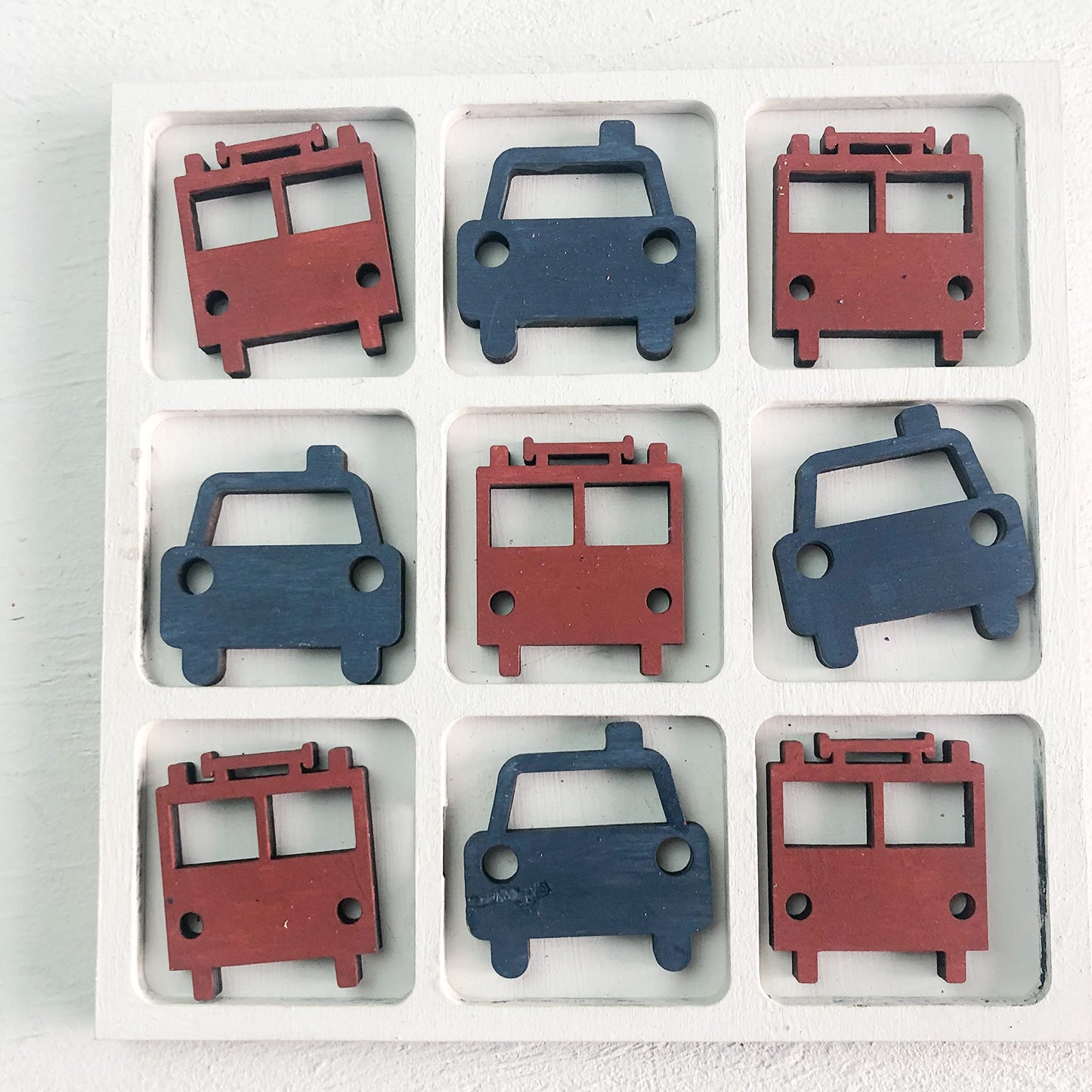 First Responder Themed Tic Tac Toe Board Game, 5X5 Inches Unfinished Wood Diy Painting Craft Kit For Kids With Wooden Avtrboutiq