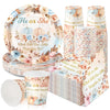Hushee 200 Pcs Pumpkin Gender Reveal Baby Shower Paper Plates Napkins Cups Baby Shower Party Supplies Tableware Set Disposable C