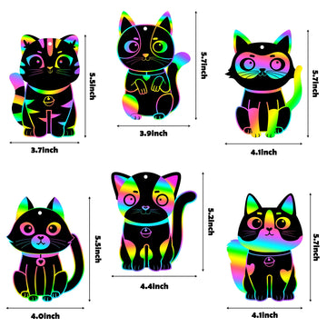 Cy2Side 60Pcs Cat Animal Scratch Bookmarks For Kids, Diy Cat Rainbow Color Paper Cards Craft Kit Birthday Decorations, Catling Pet Magic Art Project Party Favors For School Classroom Activities