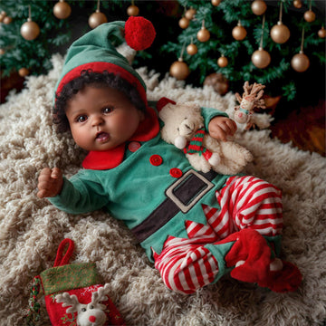 Babeside Christmas Outfit Lifelike Reborn Baby Dolls Black Girl - 20 Inch Soft Feeling Realistic Newborn Baby Dolls Real Life Baby Dolls With Gift Box For Kids Age 3+