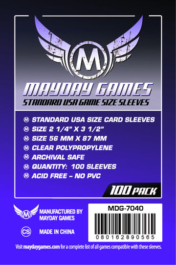 Mayday Games Purple Label: Standard Usa Game Size Sleeves (100) 56Mmx87Mm