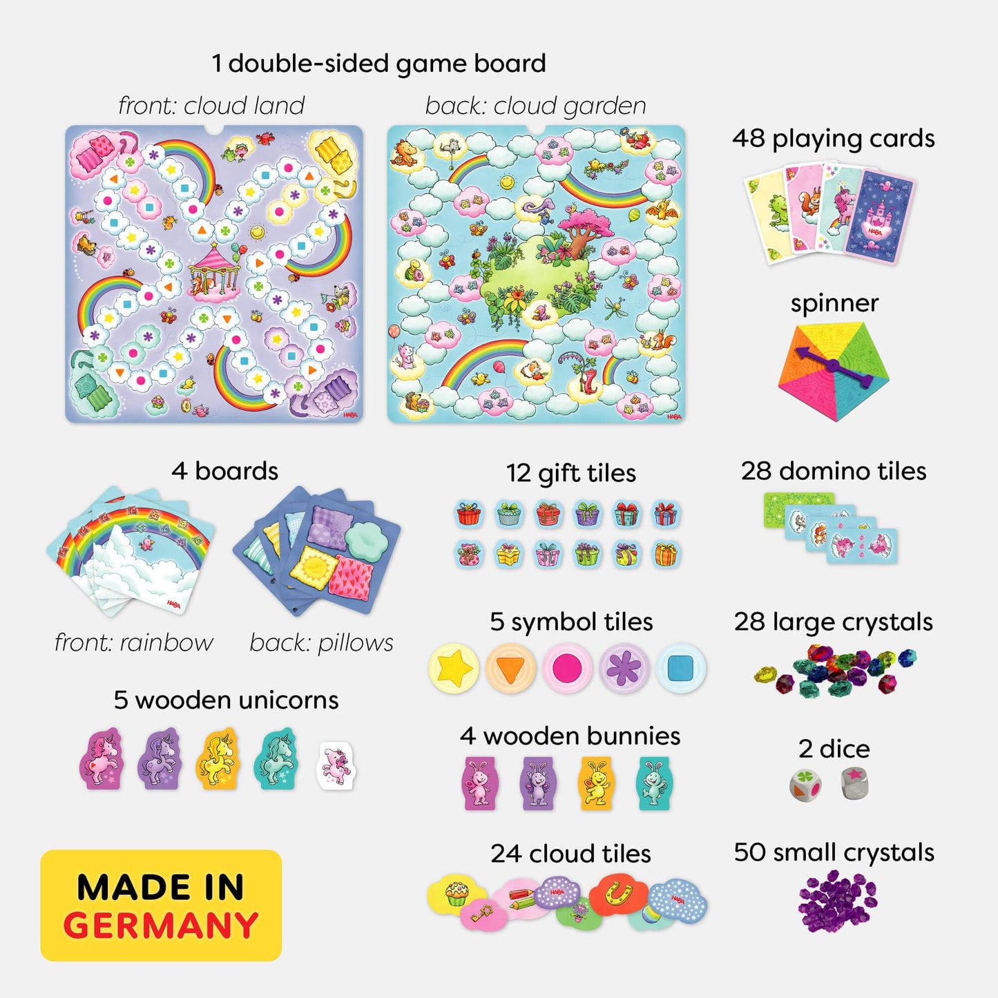 HABA Unicorn Glitterluck Board Game Collection - Fun Family Games for Kids Age 4-8, Multi-color Cardboard