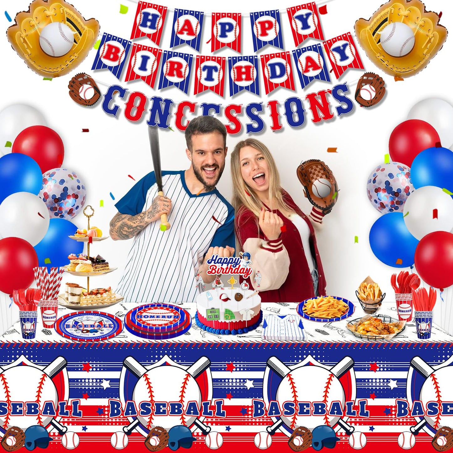 201 Pack Baseball Party Decorations Baseball Birthday Party Supplies Sports Theme Birthday Party Decor Baseball Tableware Set -