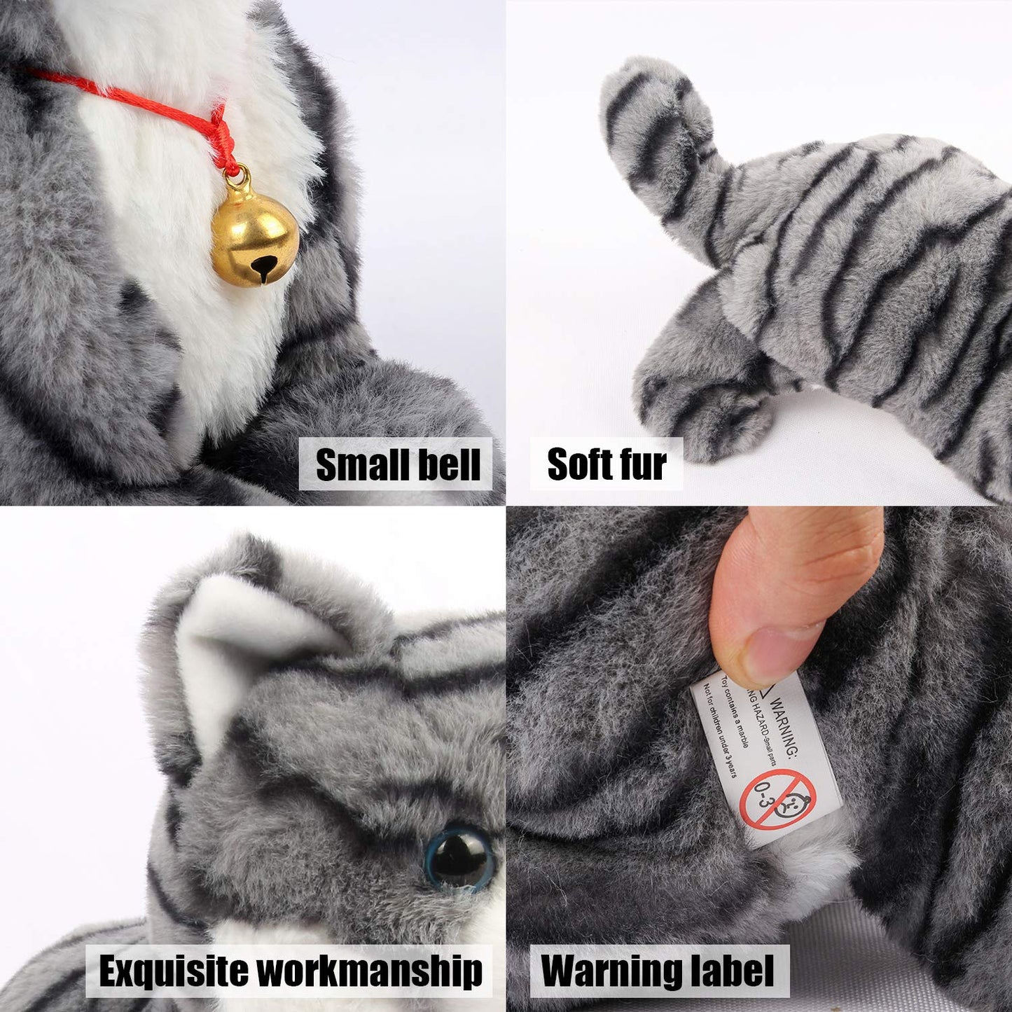 Smalody Interactive Plush Toys, Novelty Sound Control Electronic Cat Electronic Pets Robot Cat Gift For Children (Gray)