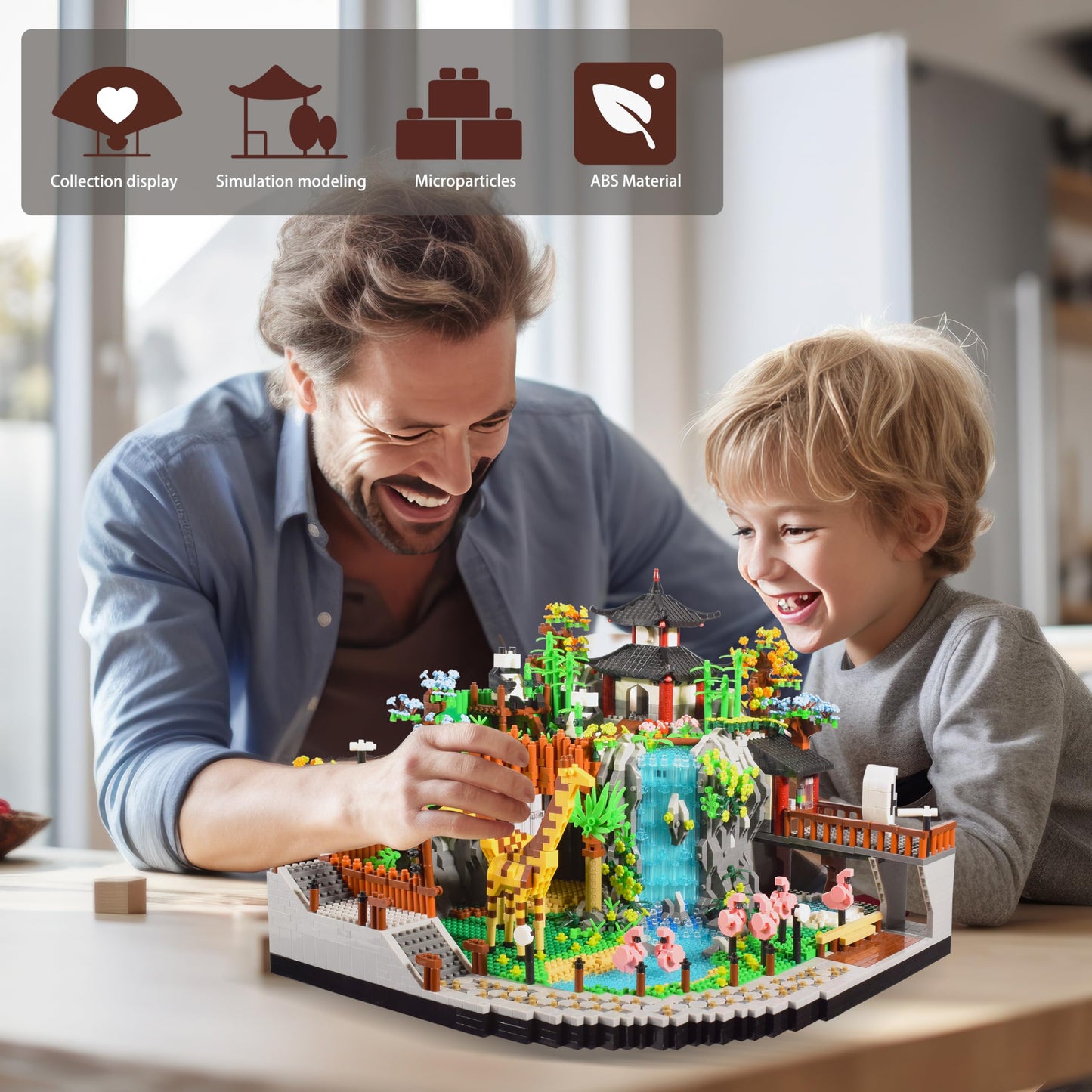Komvoor Zoo Micro Building Blocks Set - 5000PCS DIY Model Kit for Ages 14+, Small Size, Acrylonitrile Butadiene Styrene, Animals Park Decor