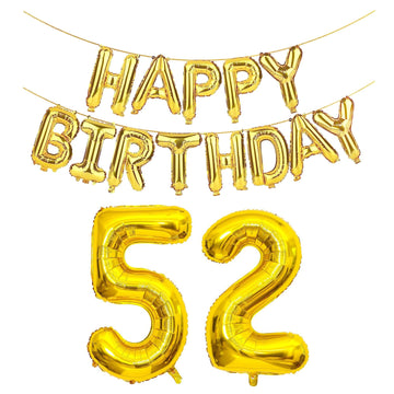 Shuntai 52Nd Birthday Decorations For Men Women 52 Number Balloons Gold Jumbo Numbers 25 Foil Mylar Balloon With Letters Happy B
