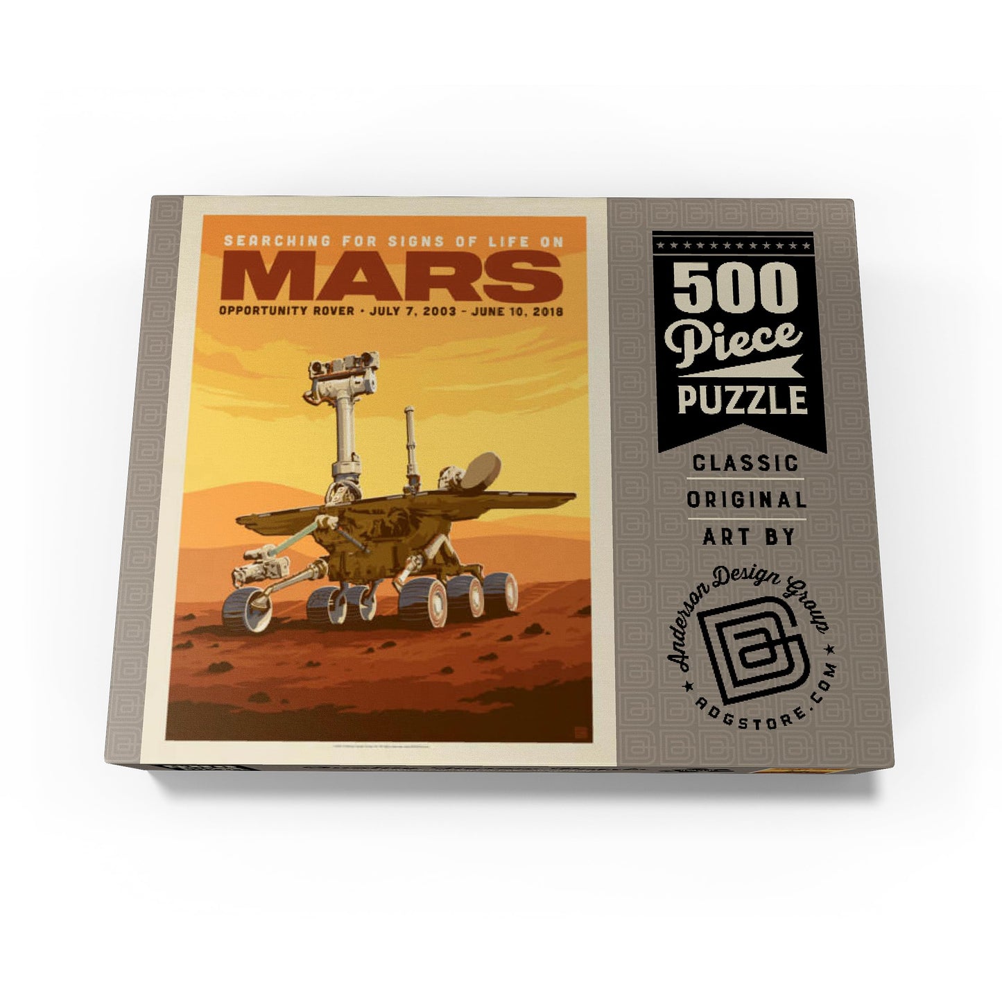 MyPuzzle NASA 2003: Mars Opportunity Rover  Vintage Poster - enhanced 500 Piece Jigsaw Puzzle for mature-themeds