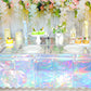 3 Pcs Iridescent Plastic Tablecloth, 54 x 108 Inch Disposable Scalloped Table Covers Waterproof Rectangle Iridescence Table Clot