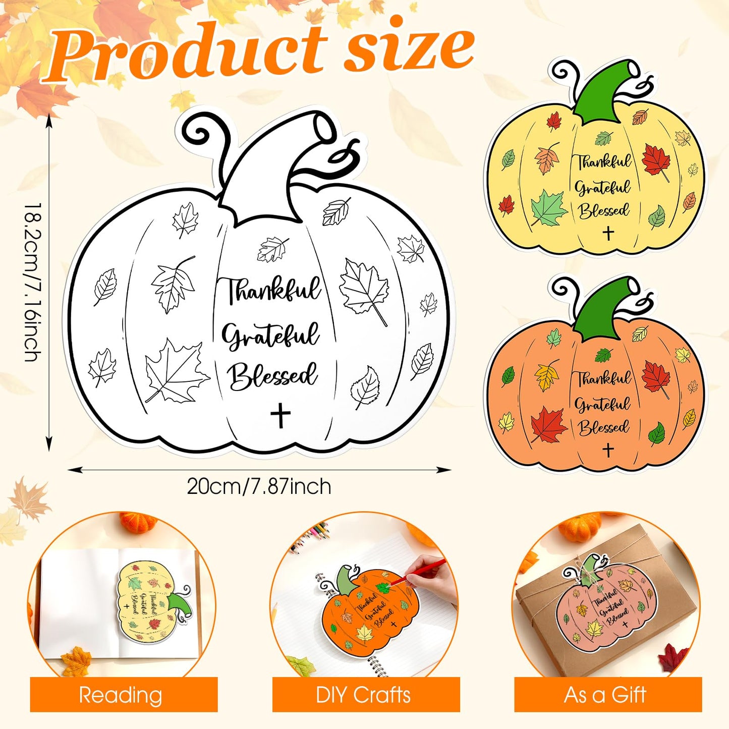 Kosiz 24 PCS Thanksgiving Religious Craft Kits Color Your Own Pumpkin Cards Christian Bible Craft Pumpkin Religious Gift Card fo