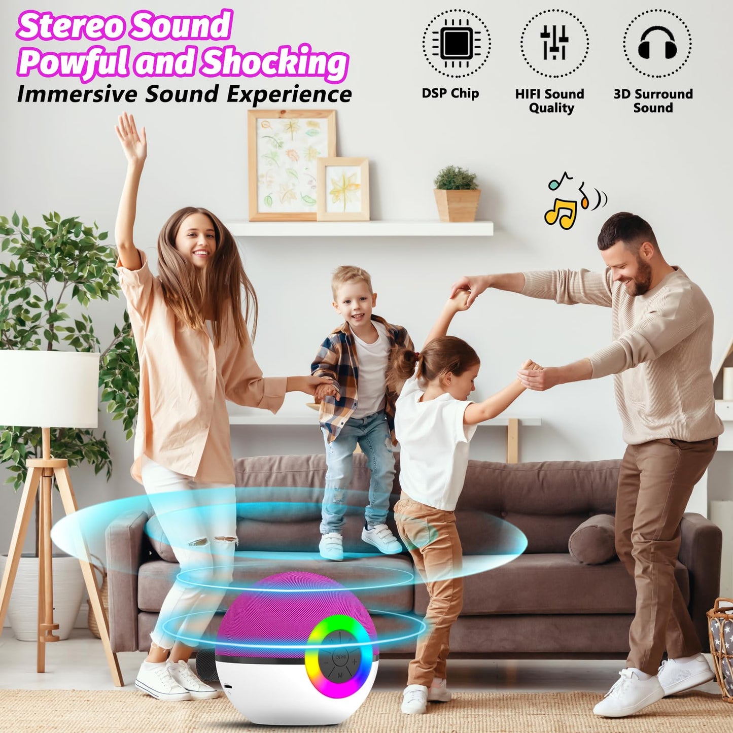 Mini Karaoke Machine Speaker For Kids Adults, Portable Bluetooth Microphone Song Toys With Led Light, Best Chritmas Birthday Fes