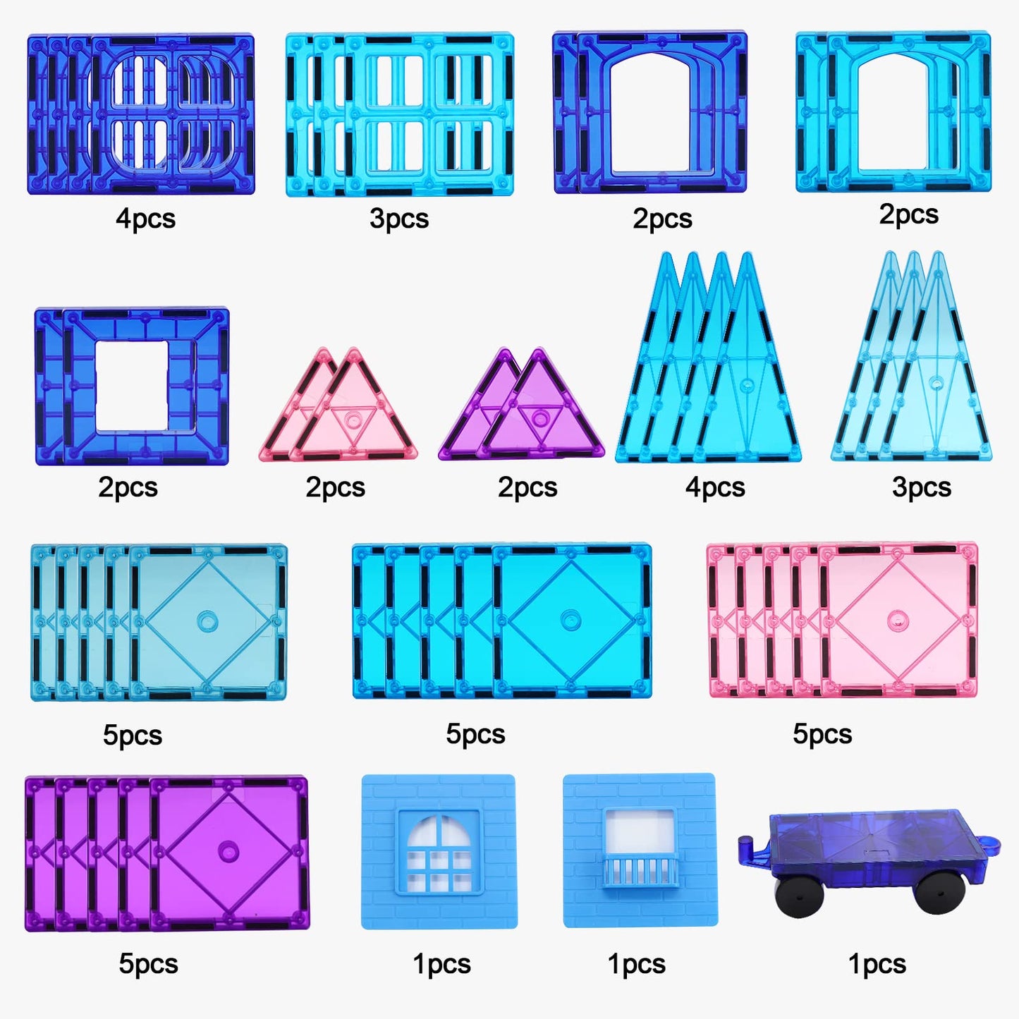 NVHH Magnetic Building Blocks Set - 47pcs 3D Castle Princess Toys for Kids Age 2-8 - Multicolor Educational Fun