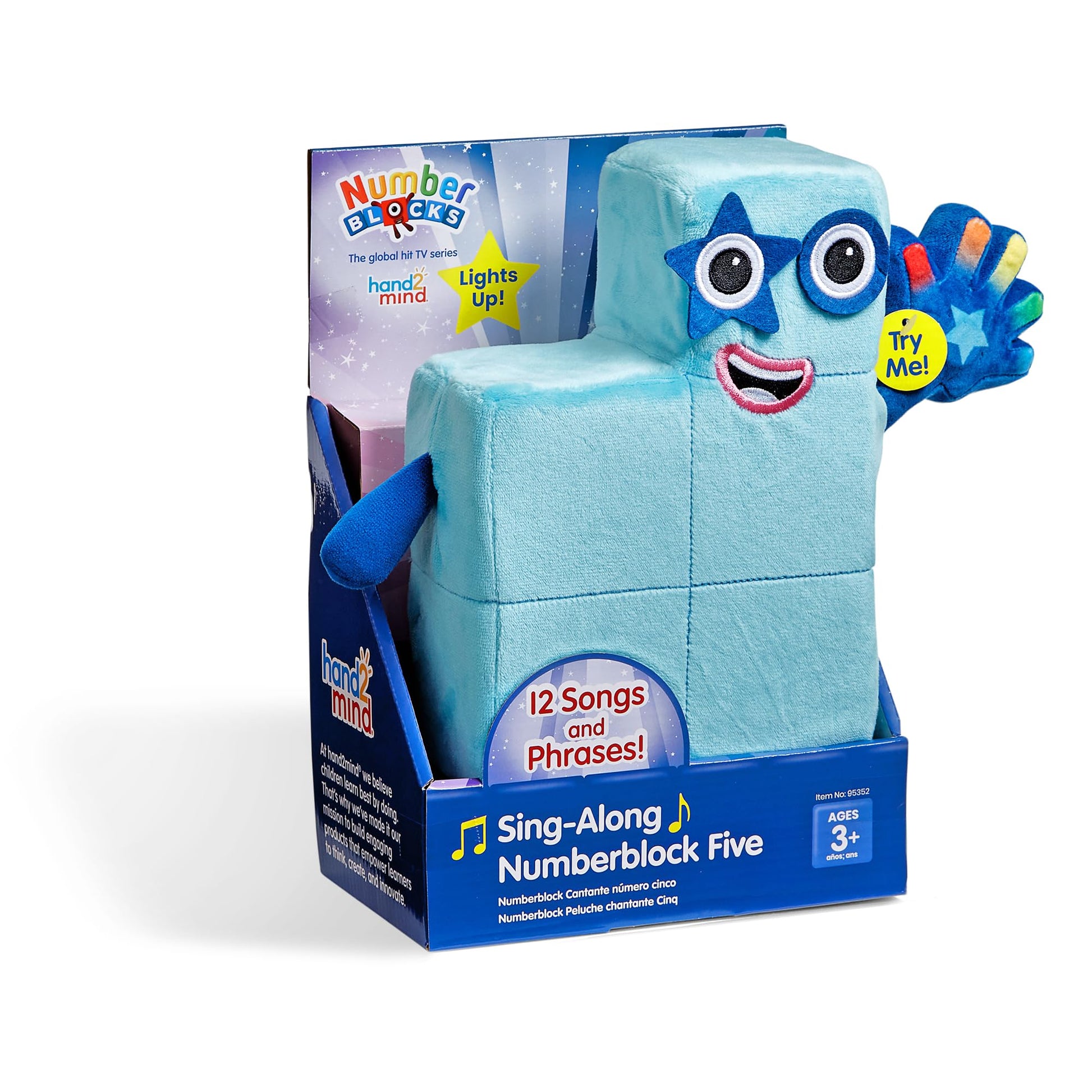 Hand2Mind Sing-Along Numberblock Five, Music Toys, Numbers For Toddlers, Preschool Learning Math Toys, Light Up Stuffed Animal Plushies, Counting Blocks, Kids Birthday Gifts, Easter Basket Stuffers