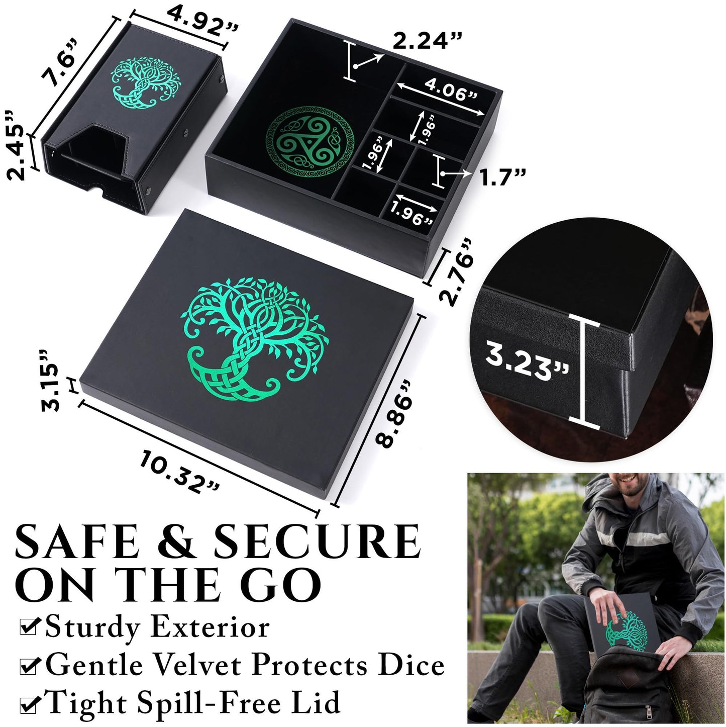 Dice Tray and Dice Tower for DND and RPG - All-in-One Game Roamer Tray & Large Tower for Random Rolls - Stores Your Sets, Mini's