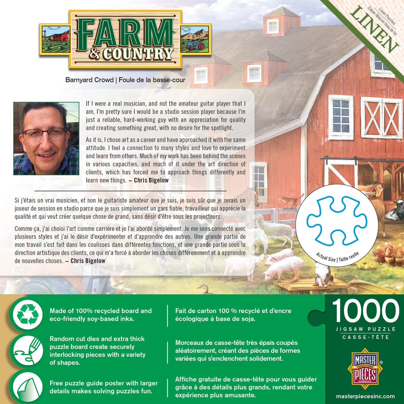 MasterPieces 1000 Piece Jigsaw Puzzle for Adults, Family, Or Youth - Barnyard Crowd - 19.25x26.75