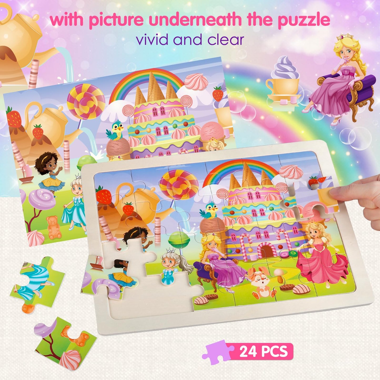 Jigsaw Puzzles Wooden Puzzles For Girls Ages 3-5 Unicorn Mermaid Princess Fairy Puzzle Preschool Educational Brain Teaser Boards