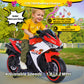 Blitzshark 12V Electric Motorcycle  Kids Motorcycle with Training Wheel  7AH Battery Ride On Motorbike for Kids  3.2 MPH Max Speed  Twist Grip Throttle  Soft Tires Extra Long Seat  Red and White