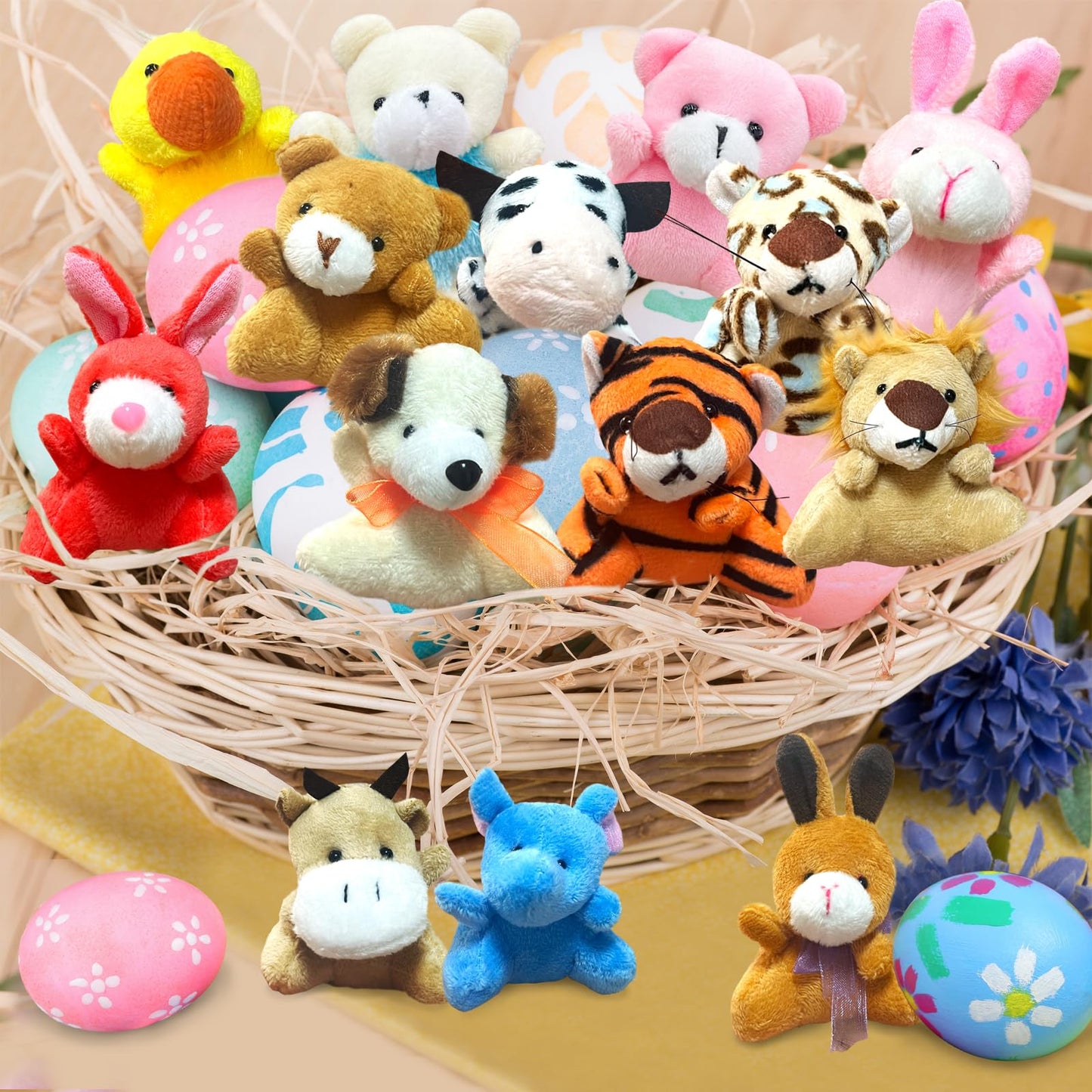 32Pcs Mini Plush Animals Toy Set Assortment Christmas Easter Bulk Stuffed Keychain Party Favors For Kids Small Animals Decoratio