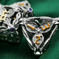Mjdiceok Hollow Magic Vine Leaf Dnd Dice Set Metal Dice Set 7 Role Playing Dice D&D Dungeons And Dragons Dice (Gray + Purple Gem