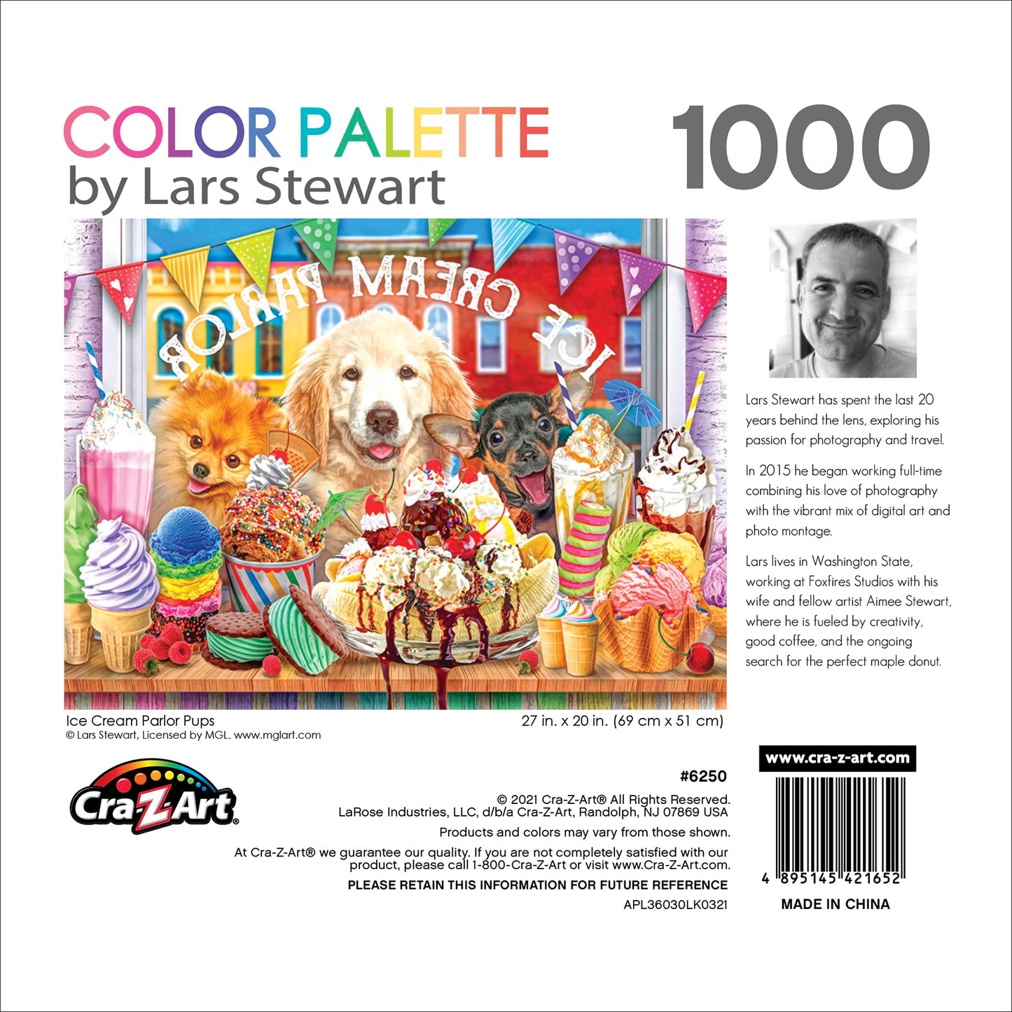 RoseArt - Color Palette - Ice Cream Parlor Pups - 1000 Piece Jigsaw Puzzle for Adults