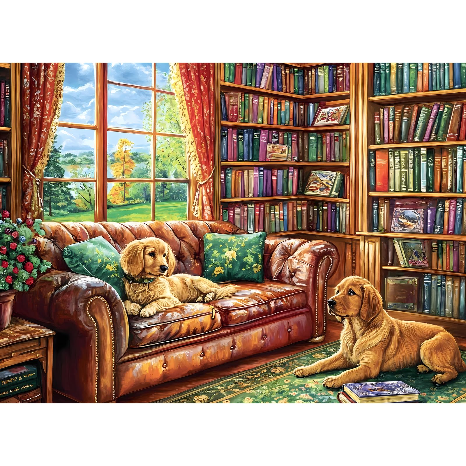 300 Pieces Jigsaw Puzzles for mature-themeds  Golden Retriever Jigsaw Puzzles for Kids mature-themeds Seniors  mature-themed Puzzles 300 Pieces  Challenging Puzzle Great Gift for Family Friends
