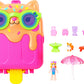Polly Pocket Dolls and Playset, Kitty Popsicle Resort Compact, Travel Toy with 1 Micro Doll, Pet Puppy & Themed Accessories