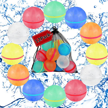 12Pcs Reusable Water Balloons For Kids, Magnetic Self-Sealing Water Balloons, Pool Beach Water Toys For Boys And Girls, Summer T