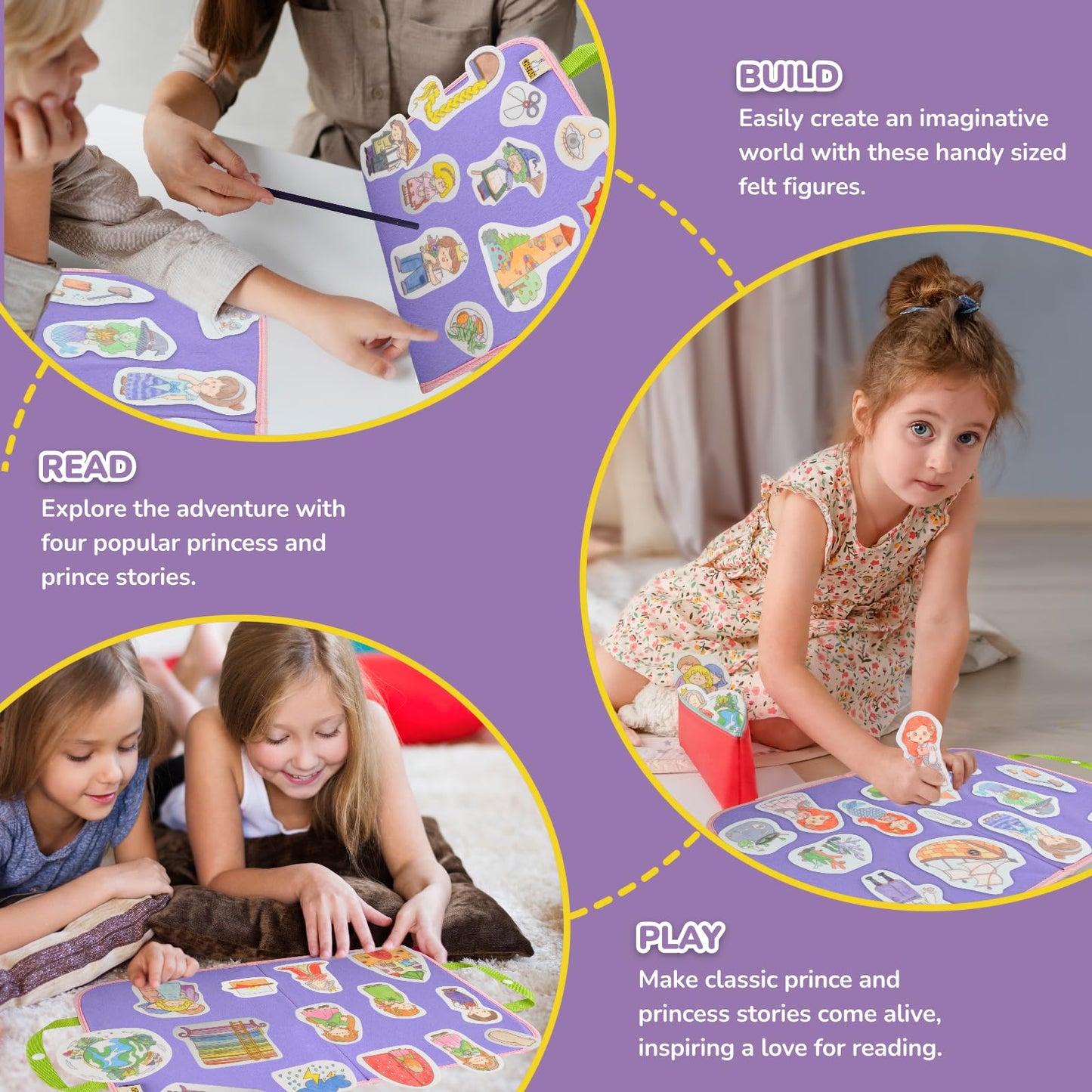 CHEFAN Felt/Flannel Board Story Set of 4, PRECUT Felt Pieces for Preschool Toddlers Circle Time, The Mermaid Story, The Princess