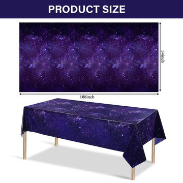 Tatuo 3 Pack Galaxy Plastic Table Cover Space Tablecloth Space Star Purple Nebula Rectangle Tablecloth Disposable Starry Night S