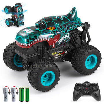 Dyodyorc Remote Control Car, 2.4Ghz All Terrain Dinosaur Monster Truck Toys, Rc Truck With Music, 3 Lighting Effects, 360 Stunt 