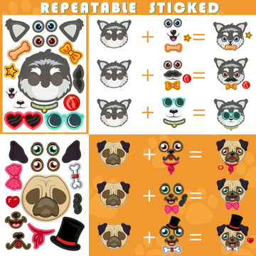 DUJAA 24 Sheets Make Your Own Dogs Stickers - Animal Stickers for Kids, Party Favors, Art Crafts, School Activities, Birthday Gifts