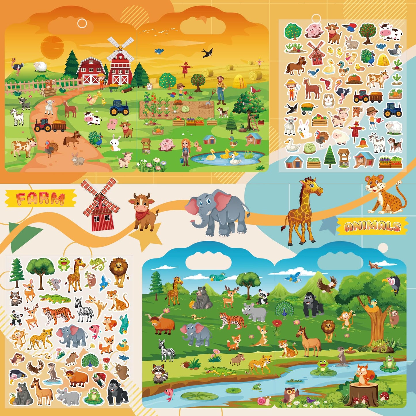 2 Set Reusable Sticker Books For Kids, Princess&Ocean Sticker Books For Kids,Toddler Sticker Books, Sticker Books For Toddlers 2