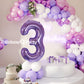 Rainbowq Party 3 Balloon Number 40 Inch For Boy Or Girl Big Purple 0-9 Foil Mylar Large 3 Number Balloon Happy 3Rd Birthday Part
