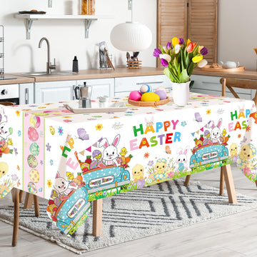 ceiba tree Easter Tablecloths Disposable Plastic 3 PCS Tablecloth Spring Party Supplies Table Decorations Decor 108 X 54 inch