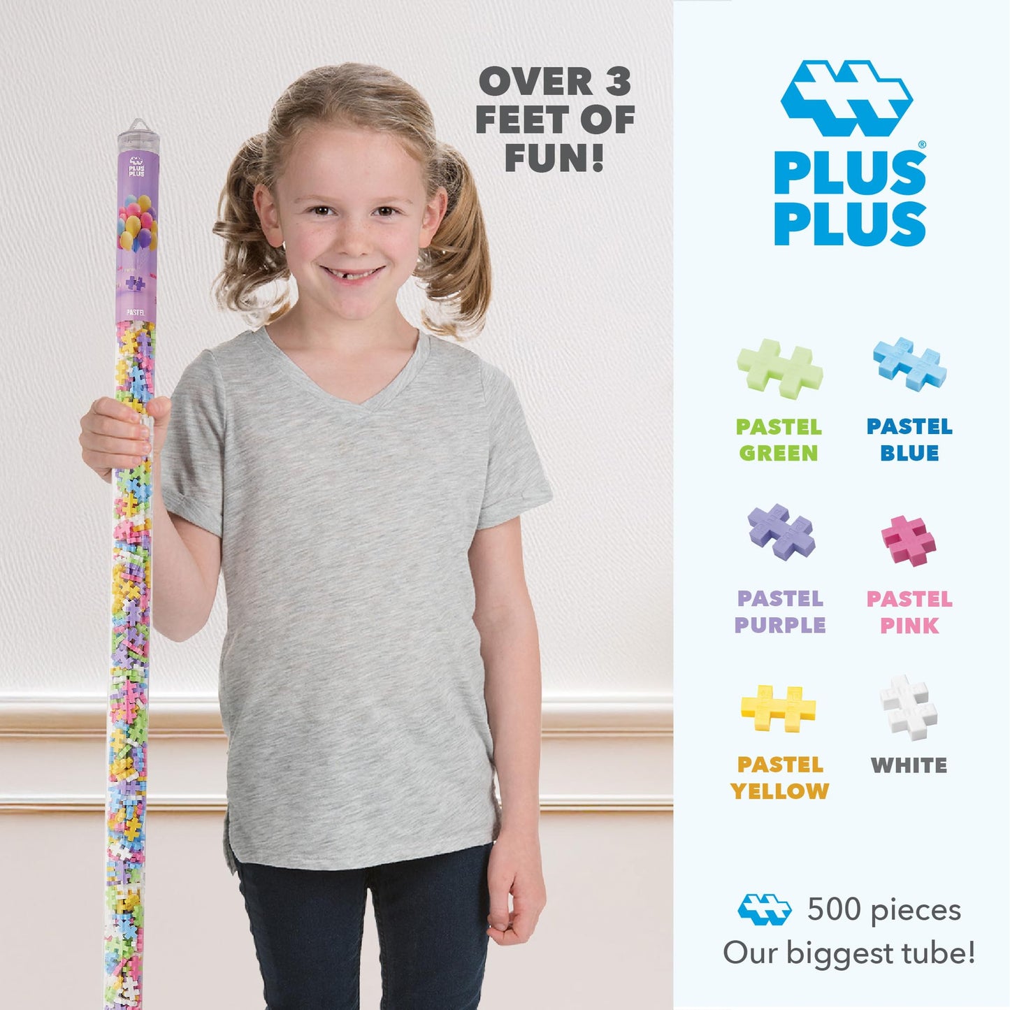 PLUS PLUS 500 Piece Interlocking Building Block Kit - Small 3D Puzzle, Multicolor Cardboard STEM Toys, Model 104049