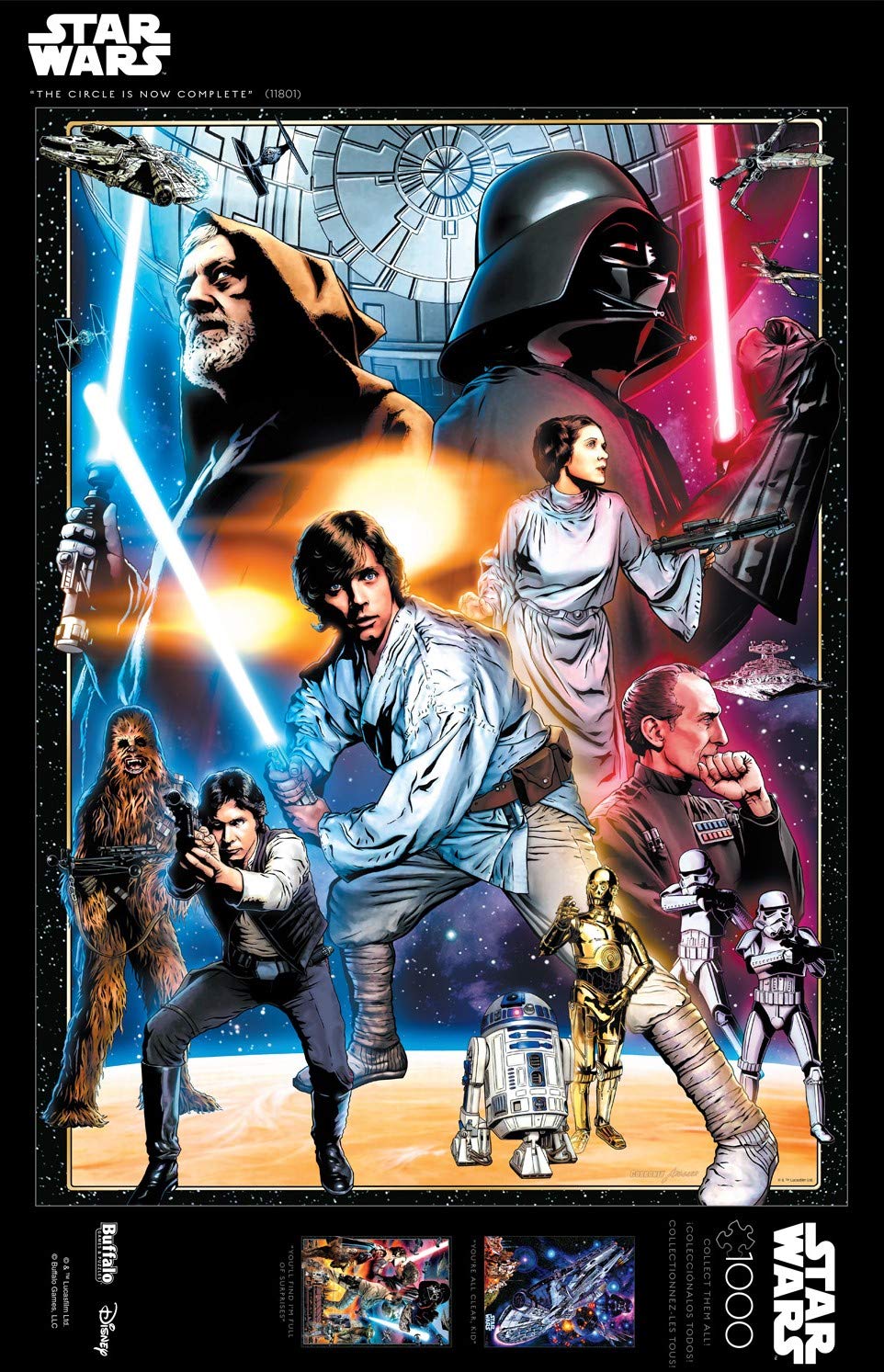 Buffalo Games 1000 Piece Jigsaw Puzzle - Star Wars Vintage Art, Multi-color, Model 11801