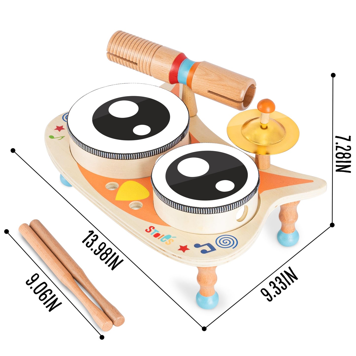 Stoie'S Drum Set For Toddlers 3-5 Baby Drum Set Wooden Musical Instruments Kids Drum Music Set Montessori Drum Set For Toddlers 5-7 Toy Drum Set For Children Ages 3-5 Kids Drum Set For 3 Years Old
