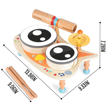 Stoie'S Drum Set For Toddlers 3-5 Baby Drum Set Wooden Musical Instruments Kids Drum Music Set Montessori Drum Set For Toddlers 5-7 Toy Drum Set For Children Ages 3-5 Kids Drum Set For 3 Years Old