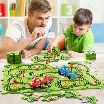 Bennol Toddler Toys Gifts For 2 3 4 5 Year Old Boys, 56 Jigsaw Puzzle Race Track Car Set Toys For Kids Boys Toddlers 1-3 2-4 3-5 4-6, Puzzle Tracks Car Toys Gifts For 2 3 4 5 Year Old Boys Kids