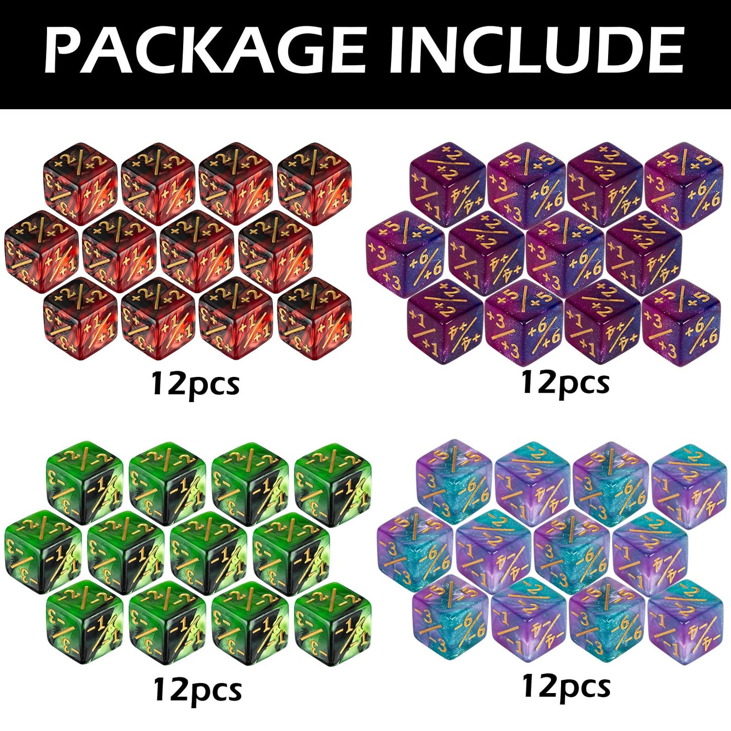 48 PCS Magic The Gathering MTG Counter Dice Marble Bulk Life Counters Tokens Dice Compatible with Magic Card Game Accessories CCG Creature Stats  4 Colors