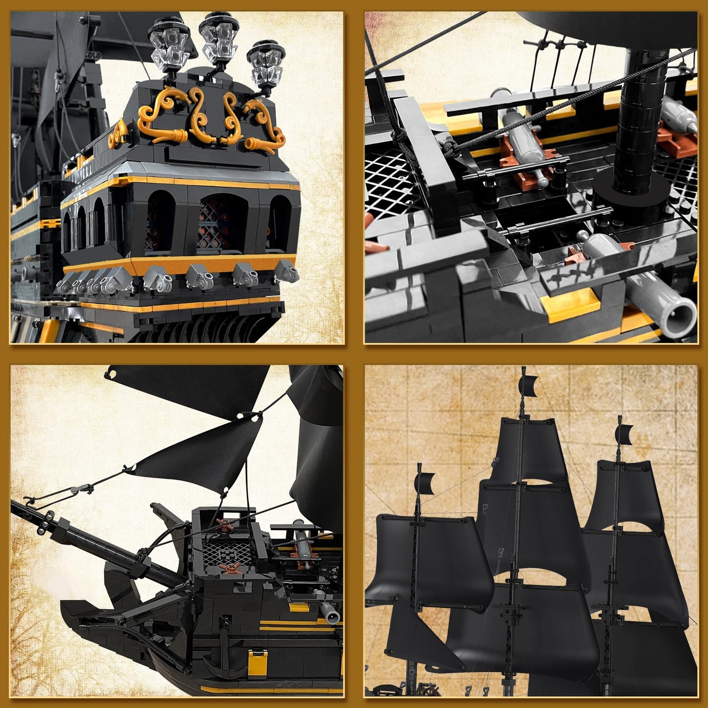 Mould King Large Pirate Ship Model Kit - Black Pearl, 5266+ Pieces, 46.89" x 27.95" x 8.86", Plastic, MK-13186