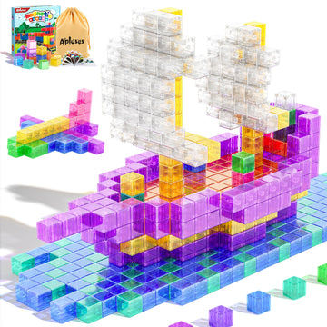 Apluses 64Pcs Magnetic Blocks Building Toys - Transparent Rainbow Magnetic Cubes Set, Outdoor Sensory Autism Stem Toys Gifts For