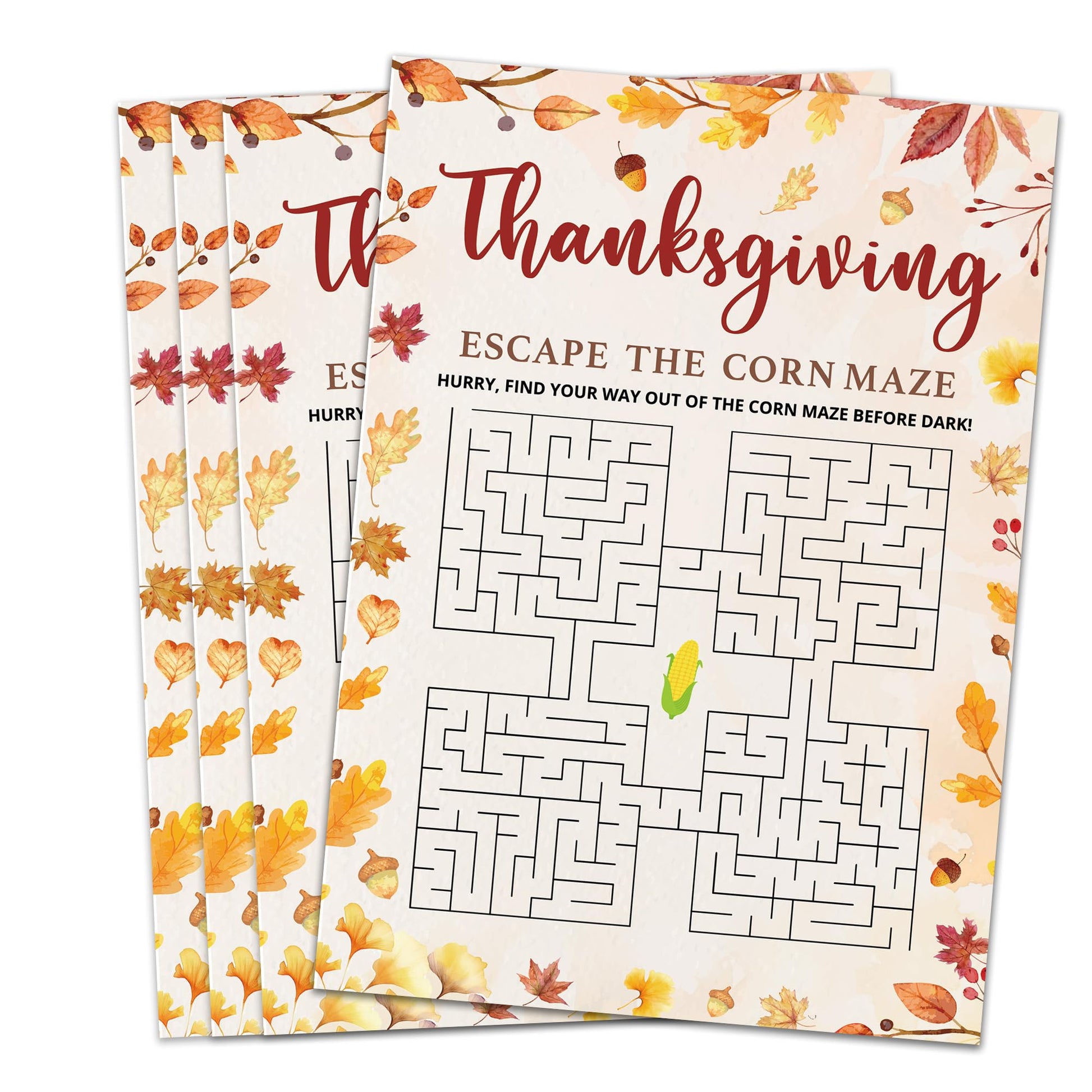 Bltgh Thanksgiving Maze Game Cards Fall Party Activity for Teens and mature-themeds Fun Autumn Holiday Puzzle for Family Gathering 5x7 Inch