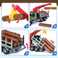 SpringFlower Toy for 3 4 5 6 Year Old Boys, Farm Truck Toy with Farm Trunk,Vehicle Timber Truck Toy with Loading Crane & Lights