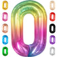 Giant Rainbow Jelly Number 0 Balloons - Large, 40 Inch | Rainbow Birthday Decorations | 0 Digit Tie Dye Balloons Decoration | Happy Birthday Rainbow Zero Balloon For Rainbow Birthday Party Decorations