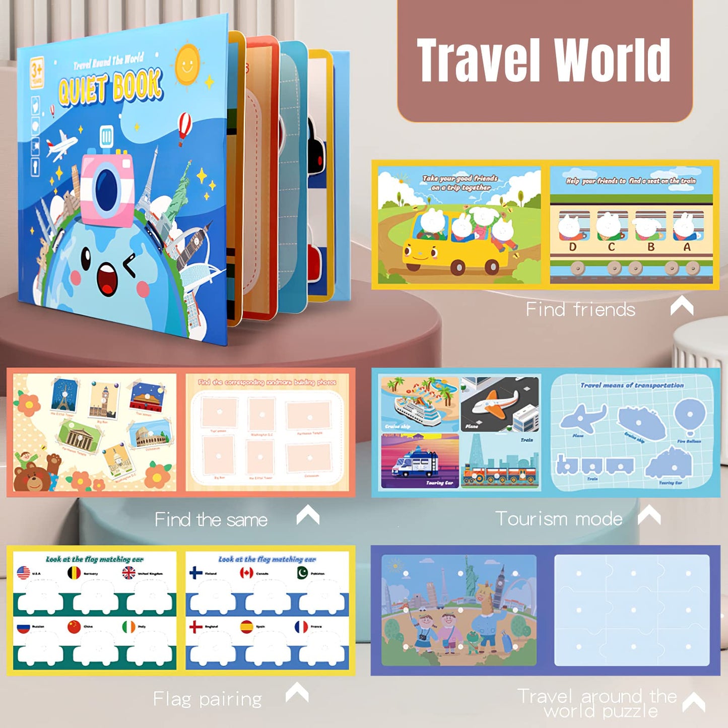 Mikneke 4 Pack Diy Quiet Book For Toddlers, Montessori Busy Book For Kids To Develop Learning Skills, Dinosaur Sea Travel Space