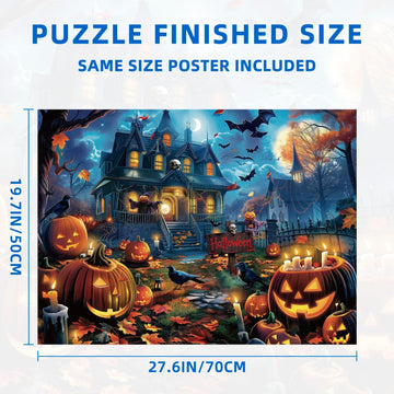 Nattork Jigsaw Puzzle 1000 Pieces for mature-themeds  Halloween Haunted House Challenging mature-themed Puzzles for Halloween Decor & Gift